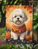 Bichon Frise Fall Garden Flag Mailbox Flag Decorative Yard Flag Banner Outside Patio Artwork Yard Flower Beds, Garden Size, Multicolor