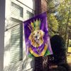 Golden Retriever King of Mardi Gras House Flag Large Porch Sleeve Pole Decorative Outside Yard Banner Artwork Wall Hanging, Polyester, House Size