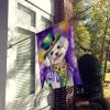 Bichon Frise King of Mardi Gras House Flag Large Porch Sleeve Pole Decorative Outside Yard Banner Artwork Wall Hanging, Polyester, House Size