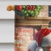 Norwegian Elkhound and Santa Claus House Flag Large Porch Sleeve Pole Decorative Outside Yard Banner Artwork Wall Hanging, Polyester, House Size