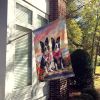 Border Collie Two Hearts House Flag Large Porch Sleeve Pole Decorative Outside Yard Banner Artwork Wall Hanging, Polyester, House Size, Multicolor