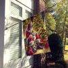 Shiba Inu and Santa Claus House Flag Large Porch Sleeve Pole Decorative Outside Yard Banner Artwork Wall Hanging, Polyester, House Size, Multicolor