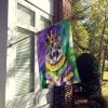 Norwegian Elkhound King of Mardi Gras House Flag Large Porch Sleeve Pole Decorative Outside Yard Banner Artwork Wall Hanging, Polyester, House Size