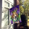 American Foxhound King of Mardi Gras House Flag Large Porch Sleeve Pole Decorative Outside Yard Banner Artwork Wall Hanging, Polyester, House Size