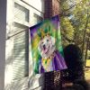 Kuvasz King of Mardi Gras House Flag Large Porch Sleeve Pole Decorative Outside Yard Banner Artwork Wall Hanging, Polyester, House Size, Multicolor