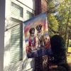 Saint Bernard Two Hearts House Flag Large Porch Sleeve Pole Decorative Outside Yard Banner Artwork Wall Hanging, Polyester, House Size, Multicolor