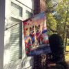 Akita Two Hearts House Flag Large Porch Sleeve Pole Decorative Outside Yard Banner Artwork Wall Hanging, Polyester, House Size, Multicolor