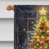 Fawn Pug and Santa Claus House Flag Large Porch Sleeve Pole Decorative Outside Yard Banner Artwork Wall Hanging, Polyester, House Size, Multicolor