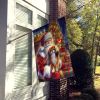 Tibetan Spaniel and Santa Claus House Flag Large Porch Sleeve Pole Decorative Outside Yard Banner Artwork Wall Hanging, Polyester, House Size
