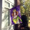 Brittany Spaniel King of Mardi Gras House Flag Large Porch Sleeve Pole Decorative Outside Yard Banner Artwork Wall Hanging, Polyester, House Size