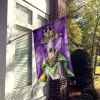 Italian Greyhound King of Mardi Gras House Flag Large Porch Sleeve Pole Decorative Outside Yard Banner Artwork Wall Hanging, Polyester, House Size