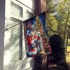 Bedlington Terrier and Santa Claus House Flag Large Porch Sleeve Pole Decorative Outside Yard Banner Artwork Wall Hanging, Polyester, House Size