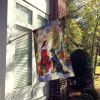 Flat-Coated Retriever and Santa Claus House Flag Large Porch Sleeve Pole Decorative Outside Yard Banner Artwork Wall Hanging, Polyester, House Size