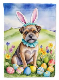 Border Terrier Easter Egg Hunt House Flag Large Porch Sleeve Pole Decorative Outside Yard Banner Artwork Wall Hanging, Polyester, House Size