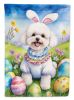 Bichon Frise Easter Egg Hunt House Flag Large Porch Sleeve Pole Decorative Outside Yard Banner Artwork Wall Hanging, Polyester, House Size, Multicolor
