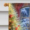 Portuguese Water Dog and Santa Claus House Flag Large Porch Sleeve Pole Decorative Outside Yard Banner Artwork Wall Hanging, Polyester, House Size