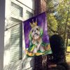 Lhasa Apso King of Mardi Gras House Flag Large Porch Sleeve Pole Decorative Outside Yard Banner Artwork Wall Hanging, Polyester, House Size
