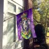 Scottish Deerhound King of Mardi Gras House Flag Large Porch Sleeve Pole Decorative Outside Yard Banner Artwork Wall Hanging, Polyester, House Size
