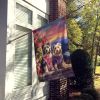 Bearded Collie Two Hearts House Flag Large Porch Sleeve Pole Decorative Outside Yard Banner Artwork Wall Hanging, Polyester, House Size, Multicolor