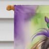 Tibetan Spaniel King of Mardi Gras House Flag Large Porch Sleeve Pole Decorative Outside Yard Banner Artwork Wall Hanging, Polyester, House Size