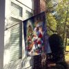 Bichon Frise and Santa Claus House Flag Large Porch Sleeve Pole Decorative Outside Yard Banner Artwork Wall Hanging, Polyester, House Size, Multicolor