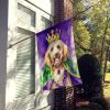 Goldendoodle King of Mardi Gras House Flag Large Porch Sleeve Pole Decorative Outside Yard Banner Artwork Wall Hanging, Polyester, House Size