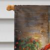 Basset Hound and Santa Claus House Flag Large Porch Sleeve Pole Decorative Outside Yard Banner Artwork Wall Hanging, Polyester, House Size, Multicolor