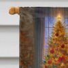 German Wirehaired Pointer and Santa Claus House Flag Large Porch Sleeve Pole Decorative Outside Yard Banner Artwork Wall Hanging, Polyester