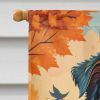 Australian Shepherd Terrier Fall House Flag Large Porch Sleeve Pole Decorative Outside Yard Banner Artwork Wall Hanging, Polyester, House Size