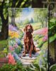 Irish Setter Spring Path Garden Flag Mailbox Flag Decorative Yard Flag Banner Outside Patio Artwork Yard Flower Beds, Garden Size, Multicolor