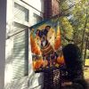 Miniature Pinscher Fall House Flag Large Porch Sleeve Pole Decorative Outside Yard Banner Artwork Wall Hanging, Polyester, House Size, Multicolor
