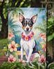 Rat Terrier Luau Garden Flag Mailbox Flag Decorative Yard Flag Banner Outside Patio Artwork Yard Flower Beds, Garden Size, Multicolor