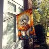Bichon Frise Fall House Flag Large Porch Sleeve Pole Decorative Outside Yard Banner Artwork Wall Hanging, Polyester, House Size, Multicolor