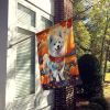 American Eskimo Fall House Flag Large Porch Sleeve Pole Decorative Outside Yard Banner Artwork Wall Hanging, Polyester, House Size, Multicolor