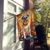 White Boxer Fall House Flag Large Porch Sleeve Pole Decorative Outside Yard Banner Artwork Wall Hanging, Polyester, House Size, Multicolor