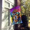Rottweiler Hippie Dawg House Flag Large Porch Sleeve Pole Decorative Outside Yard Banner Artwork Wall Hanging, Polyester, House Size, Multicolor