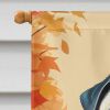 Fawn Pug Fall House Flag Large Porch Sleeve Pole Decorative Outside Yard Banner Artwork Wall Hanging, Polyester, House Size, Multicolor