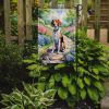 English Foxhound Spring Path Garden Flag Mailbox Flag Decorative Yard Flag Banner Outside Patio Artwork Yard Flower Beds, Garden Size, Multicolor