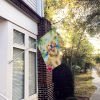 Golden Retriever Luau House Flag Large Porch Sleeve Pole Decorative Outside Yard Banner Artwork Wall Hanging, Polyester, House Size, Multicolor