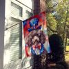 Poodle Patriotic American House Flag Large Porch Sleeve Pole Decorative Outside Yard Banner Artwork Wall Hanging, Polyester, House Size, Multicolor