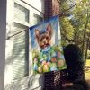 Yorkshire Terrier Easter Egg Hunt House Flag Large Porch Sleeve Pole Decorative Outside Yard Banner Artwork Wall Hanging, Polyester, House Size