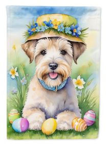 Wheaten Terrier Easter Egg Hunt House Flag Large Porch Sleeve Pole Decorative Outside Yard Banner Artwork Wall Hanging, Polyester, House Size