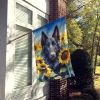 Belgian Sheepdog in Sunflowers House Flag Large Porch Sleeve Pole Decorative Outside Yard Banner Artwork Wall Hanging, Polyester, House Size