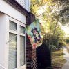 Bernese Mountain Dog Luau House Flag Large Porch Sleeve Pole Decorative Outside Yard Banner Artwork Wall Hanging, Polyester, House Size, Multicolor