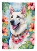White German Shepherd Luau House Flag Large Porch Sleeve Pole Decorative Outside Yard Banner Artwork Wall Hanging, Polyester, House Size, Multicolor