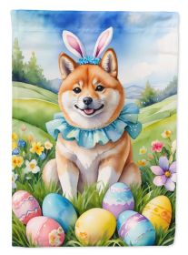 Shiba Inu Easter Egg Hunt House Flag Large Porch Sleeve Pole Decorative Outside Yard Banner Artwork Wall Hanging, Polyester, House Size, Multicolor