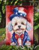 Maltipoo Patriotic American Garden Flag Mailbox Flag Decorative Yard Flag Banner Outside Patio Artwork Yard Flower Beds, Garden Size, Multicolor