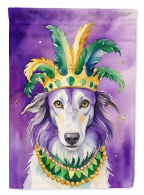 Borzoi King of Mardi Gras Garden Flag Mailbox Flag Decorative Yard Flag Banner Outside Patio Artwork Yard Flower Beds, Garden Size, Multicolor