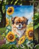 Tibetan Spaniel in Sunflowers Garden Flag Mailbox Flag Decorative Yard Flag Banner Outside Patio Artwork Yard Flower Beds, Garden Size, Multicolor