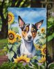 Rat Terrier in Sunflowers Garden Flag Mailbox Flag Decorative Yard Flag Banner Outside Patio Artwork Yard Flower Beds, Garden Size, Multicolor